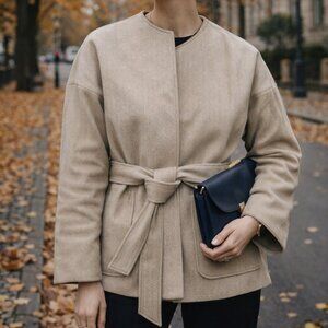 H&M Belted Tan Cape Kimono Jacket XS Smart Fashionable Business Office